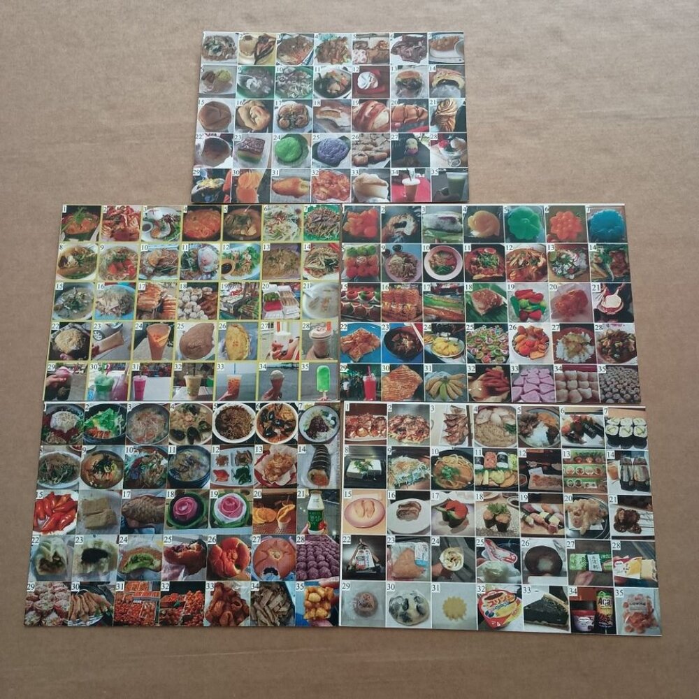 Asian street foods, set of 5 collages